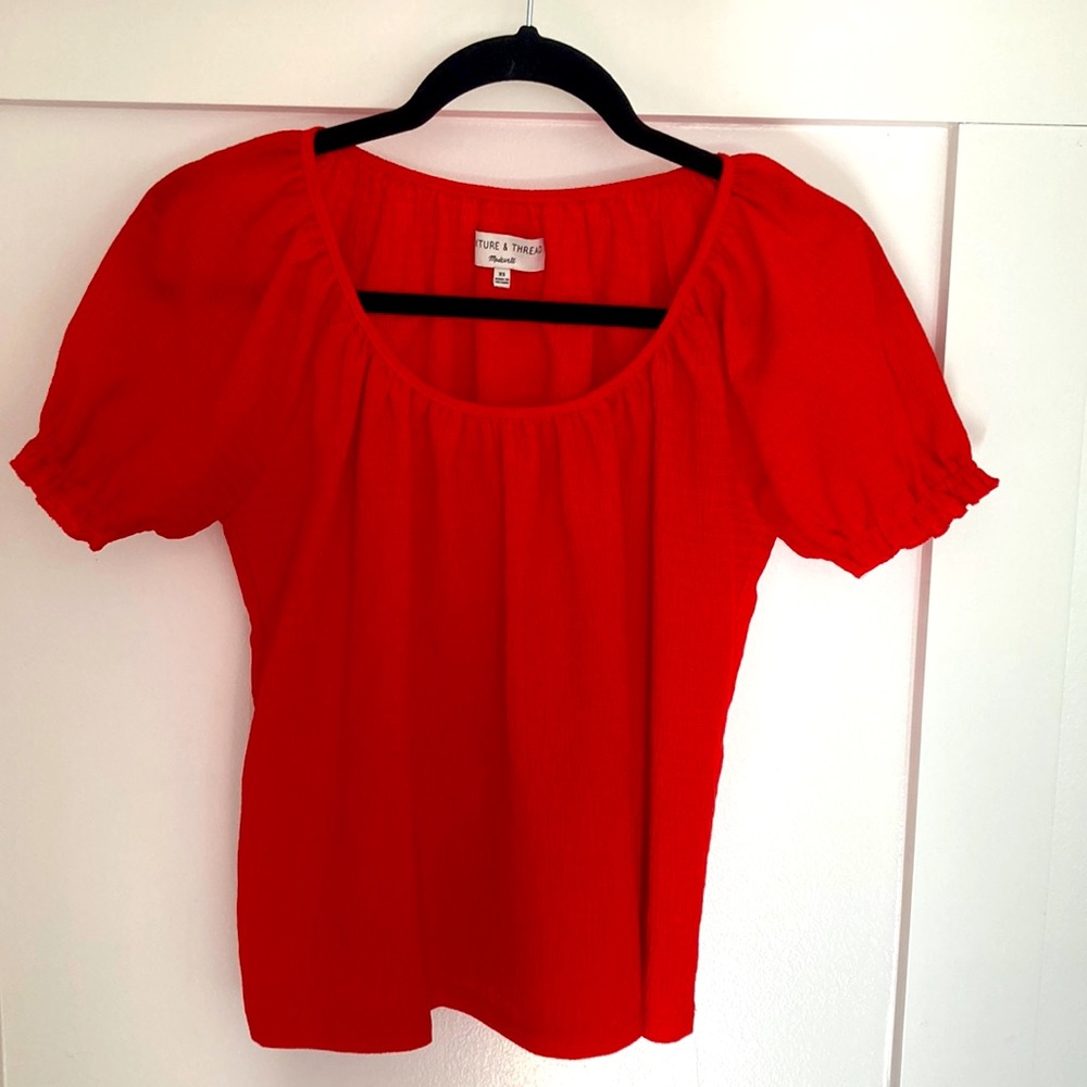 Madewell Texture & Thread Red Summer Shirt